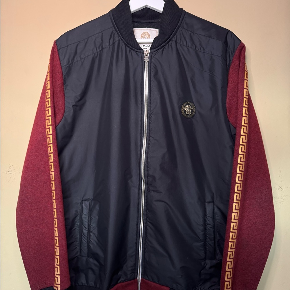 Versace Vintage Men's Bomber Jacket - Black/Red/Gold
